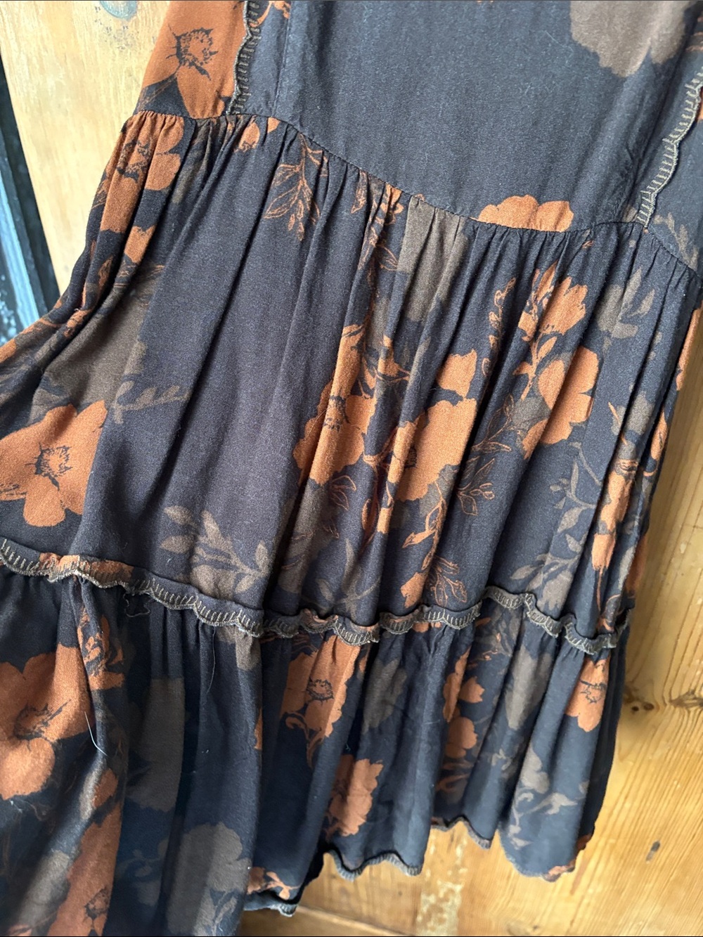 Urban outfitters) brown Floral Tiered Slip Dress - Unbranded - Picture 4 of 5
